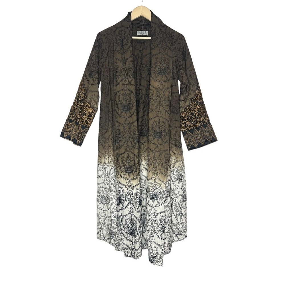 Maria B Cotton Dip Dye Embroidered Open Jacket